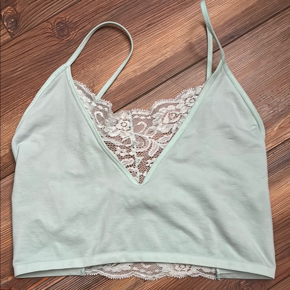 Mint Green Lace Trim Cami Top